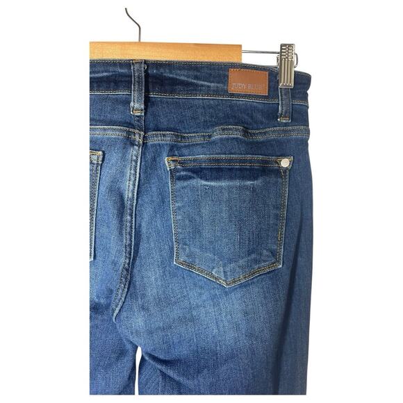 Judy Blue Jeans Womens 5 27 Blue Straight Fit Dark Wash Mid Rise Wiskering JB823 - Picture 8 of 12